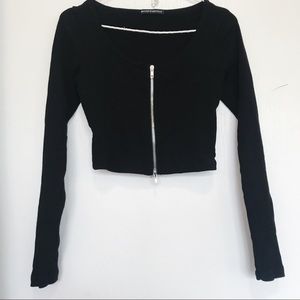 Brandy Melville zipper down long sleeve crop top